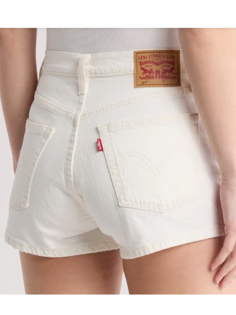 Levi's 501 White High-Rise Denim Shorts Size 31